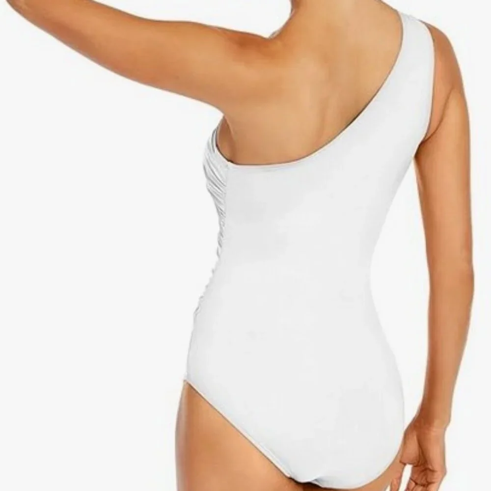 Michael Kors Iconic Solids One Shoulder One Piece Swimsuit - Picture 13 of 13